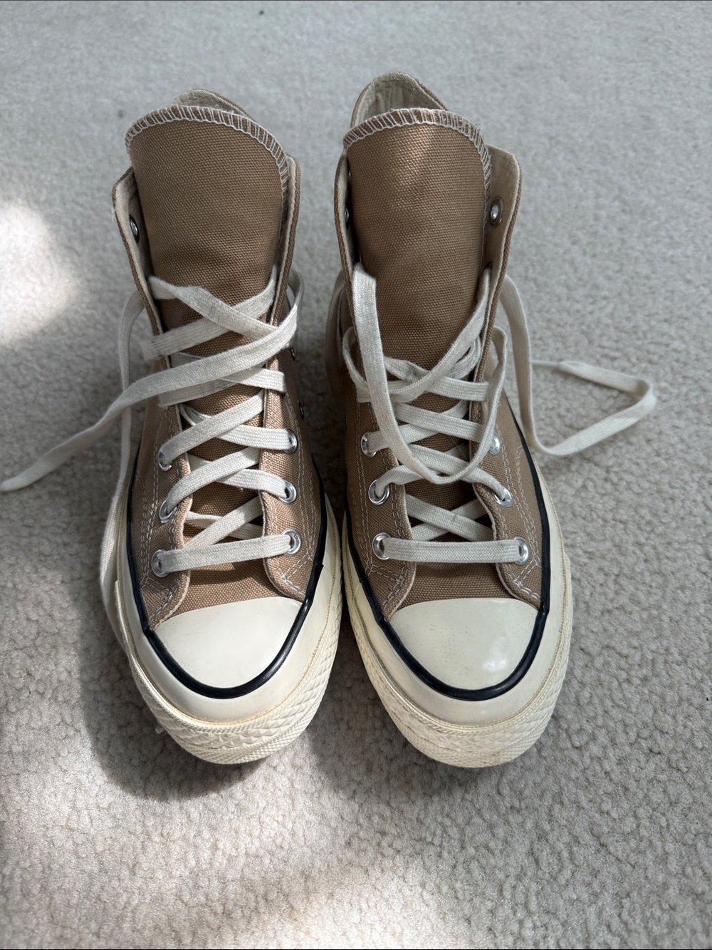 Converse Chuck Taylor All Star High Tops in Taupe & White
